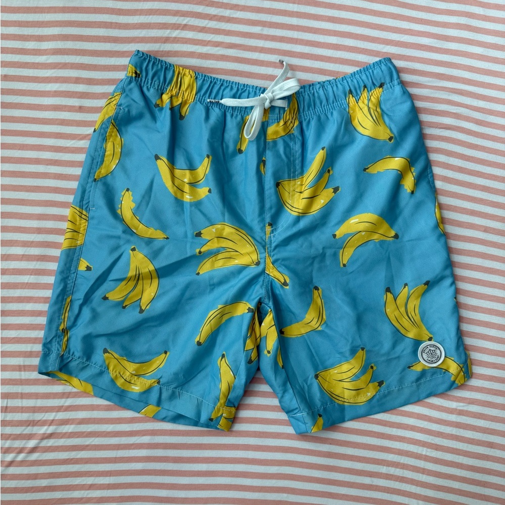 Brooklyn Cloth Kent Ave Volley Swim Trunk in Blue Banana Print